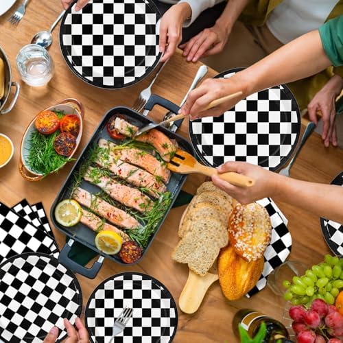 Oigco 60 PCS Race Car Birthday Party Decorations, Checkered Flag Plates and Napkins for Cars Birthday Decorations, Serves 20 - Image 5