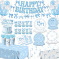 Blue Bow Birthday Party Supplies Serve 24,Coquette Birthday Decorations Blue Bow Party Plate,Napkin,Banner,Cup for Girls Women Bridal Engagement,Baby Shower Decorations by HAKOTI