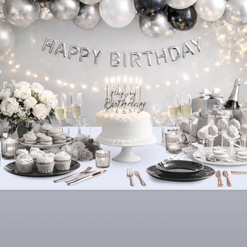 6 Pack Silver Plastic Tablecloth, Disposable Rectangle Table Covers, Holographic Metallic Foil Tablecloth Silver Party Supplies Decorations for Birthday Graduation Disco Bachelorette, 54x108Inch - Image 6