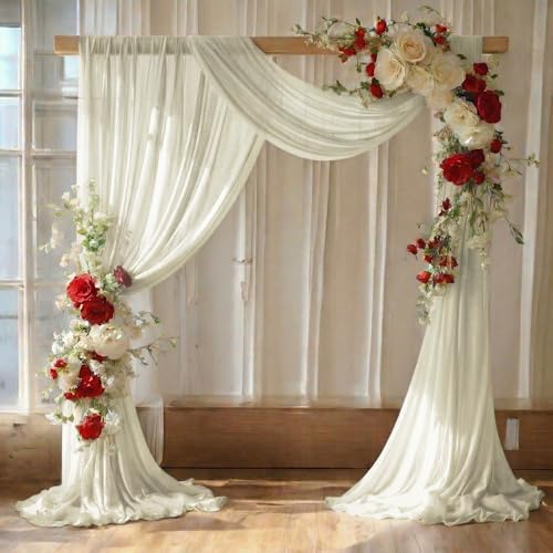 Pack of 2 Wedding Arch Drape Panel Fabric 30" x 50ft - Ivory by MDS