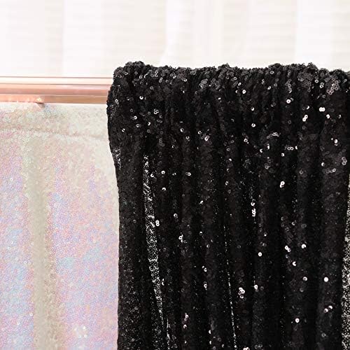 Poise3EHome Black Sequin Backdrop Curtains,4 Panels 2FTx8FT Glitter Background for Halloween Birthday Party Wedding Christmas Thanksgiving Holiday Festival Decor - Image 6