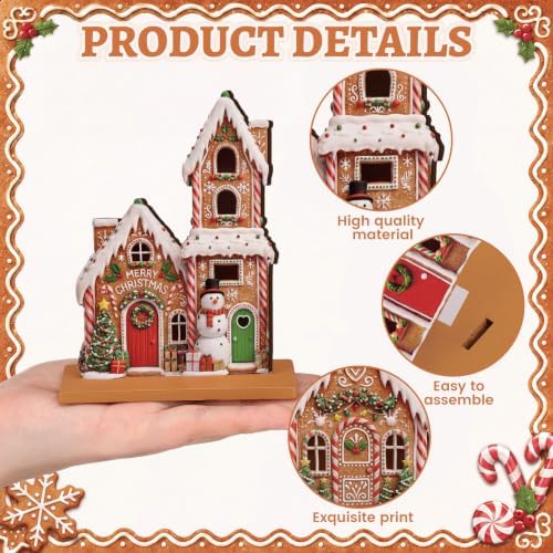 Wesiti 12Pcs Gingerbread Christmas Table Decorations, Gingerbread House Set - Image 2