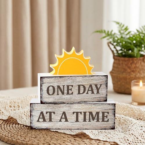 3 Pcs Sobriety Wooden Tiered Tray Decor, Sober Decorations Gifts for Women Men, Inspirational Table Centerpiece for Home Mantel Kitchen Office - Image 3