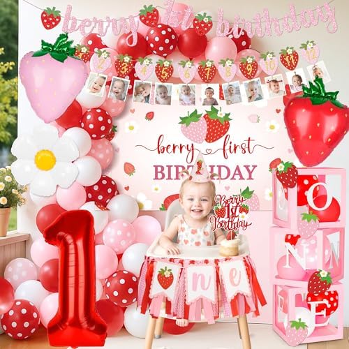 Kriyokiaa Berry First Birthday Decorations, Strawberry Party Kit - Image 4