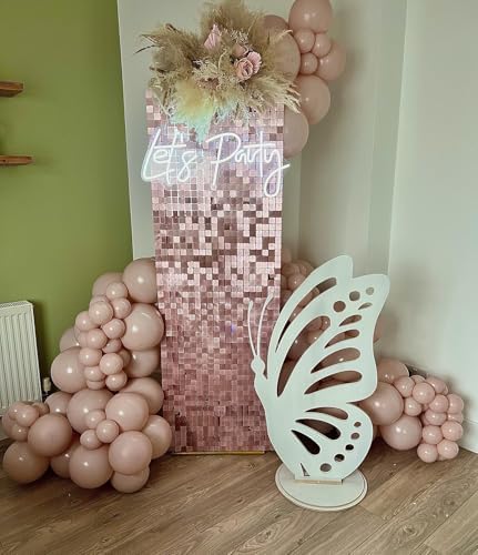 Shimmer Wall Backdrop Matte Pink Square Sequin Wall Panel Backdrop Decor for Wedding, Anniversary, Birthday, Party, 12 Panels - Image 4