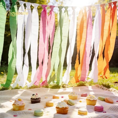 NICROLANDEE 5 Rolls Pastel Crepe Paper Streamers Backdrop Decorations - Image 4