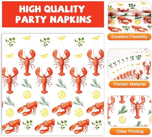 Qyeahkj 100 Pcs Crawfish Boil Party Plates and Napkins Set Crawfish Party Decorations Supplies Lobster Seafood Shrimp Boil Tableware Crawfish Crab Party Favors for Birthday Baby Shower Serve 25 - Image 3