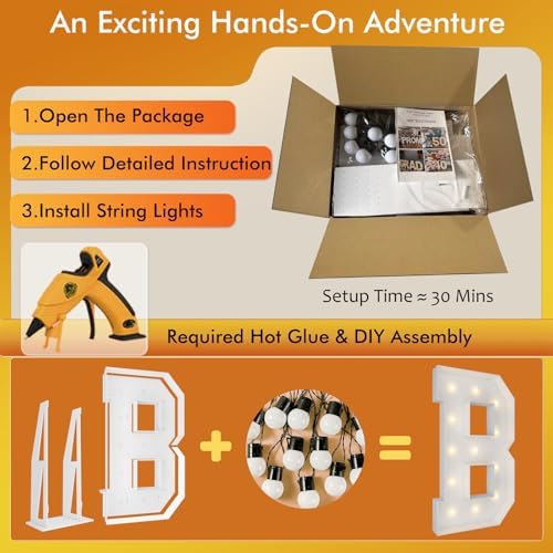 4FT Marquee Letters, Large Light Up Letters B for Baby Shower Party Decor - Image 2
