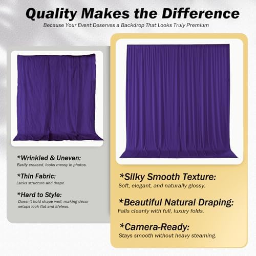 10x12 ft Deep Purple Backdrop Curtains for Weddings, Birthdays and Photos - Image 6