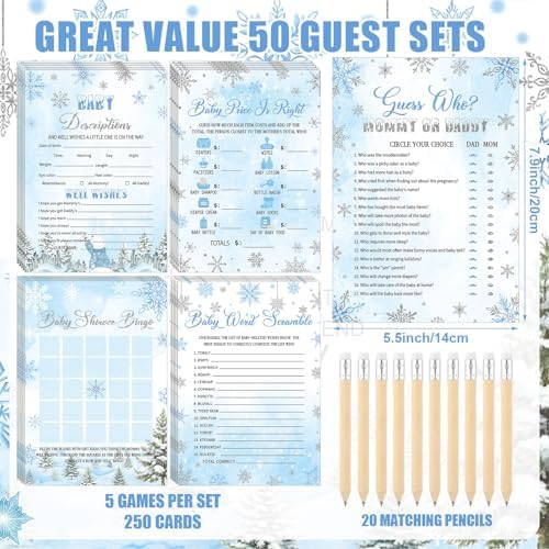 Patelai 321 Pcs Baby Shower Games Supplies, Blue Snowflake - Image 4