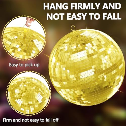 Gold Disco Ball Mirror Ball 16 inch for Party Decor, Hanging Disco Balls Decoration for Wedding, Events, Disco Party, Home Decorations, Dance Floor and Celebrations - Image 4