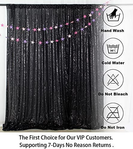 ShinyBeauty Sequin Drapes - Black 7FTx7FT Glitter Backdrop Fabric - 96Inches Long - Photography & Graduation Backdrop - Image 5