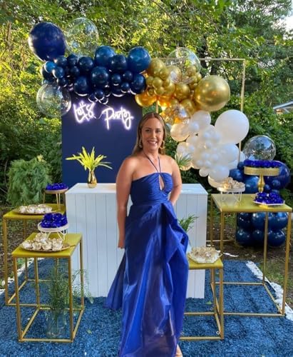 Navy Blue and Gold Party Balloons, 50 Pcs 12 Inches Navy Blue Gold Sand White Latex Balloon for Birthday,Baby Shower,Graduation,Retirement Party Decorations - Image 3