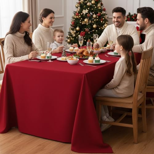 Fitable 6 Pack Red Tablecloths 90x132 Inch for 6 Foot Rectangle Tables - Image 2