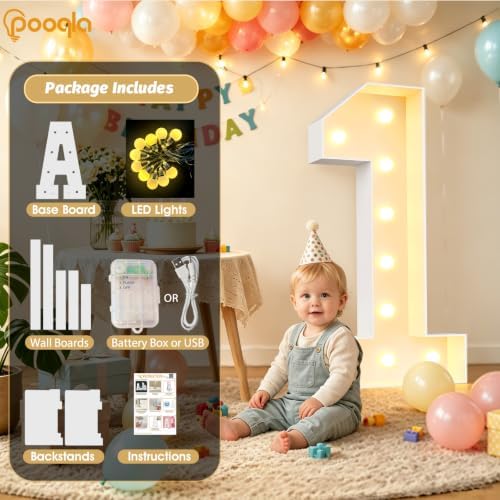 Pooqla 4FT Marquee Numbers, Large Light Up Number 10th Birthday Party Decor - Image 2