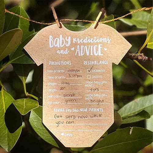 Kate Aspen Baby Predictions for Baby Shower Advice Cards - 50-Count Onesie Shaped Baby Shower Games for Girl or Boy - Gender Neutral Decor, Table Decorations, Activity and Keepsake For New Parents - Image 2