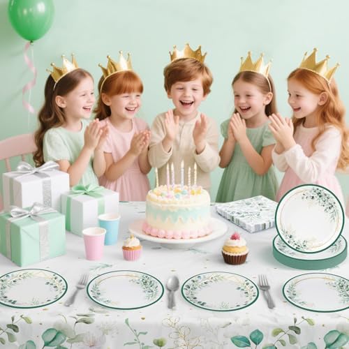 40 Pcs Sage Green Plates and Napkins - Sage Green Party Decorations Tableware Set, Disposable Round Paper Plates Eucalyptus Napkins for Birthday Bridal Wedding Baby Shower Party Supplies, Serves 20 - Image 6