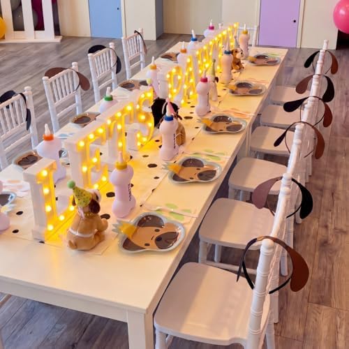 Honoson 9 Pcs Dog Cat Birthday Party Decorations LED Lets Pawty Sign - Image 5