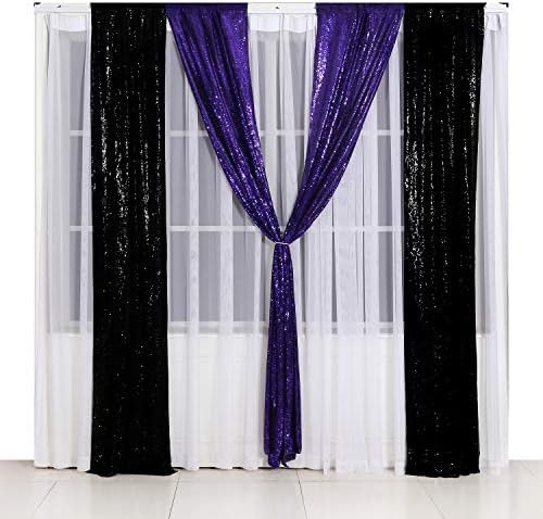 Poise3EHome 2ft x 8ft Purple Sequin Photography Backdrop Curtain 2 Panels for Halloween Party Decoration - Image 6