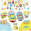 Yellow Cartoon Party Supplies Ocean Tableware Set for 20 Guests With Plates, Cups, Napkins, Banner, Tablecloth, Cake Toppers & Hanging Swirls for Kids Birthday Party Decorations by XuexiceiliPartySupplies