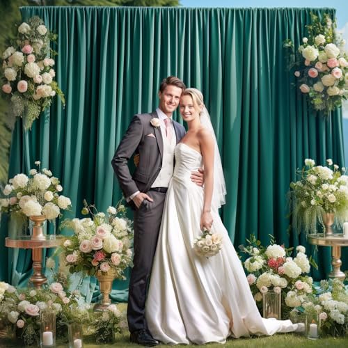 8x10FT Hunter Green Backdrop Curtains for Wedding Parties, Wrinkle Free Polyester Photography Backdrop Drapes for Christmas Birthday Parties Stage Background Stand Decorations 4x10ft,2 Panels - Image 3