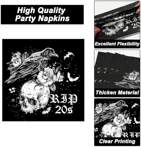 50 Guests 30th Birthday Plates and Napkins Party Supplies Death to My 20s Party Decorations Rip To My 20s Disposable Tableware Set Death To My Twenties Dinnerware Favor for Men Women, 200PCS - Image 4