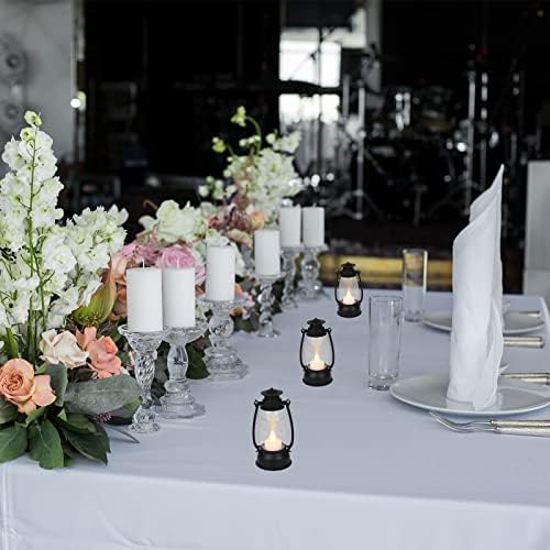 12Pcs Mini Lantern for Cowboy Halloween Christmas Wedding, Black 6" Candle Lantern with Flickering LED for Camping Western Party Decorations, Table Centerpiece, Hanging Lamp Ornaments Bulk - Image 6