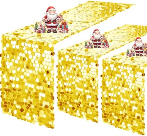 VHH Sequin Table Runner 12 x 108 inches Yellow Table Runner, Glitter Runner for Party Wedding Birthday, Party Spring Easter Rustic, Birthday Supplies Decorations (3 Pack). by VHH