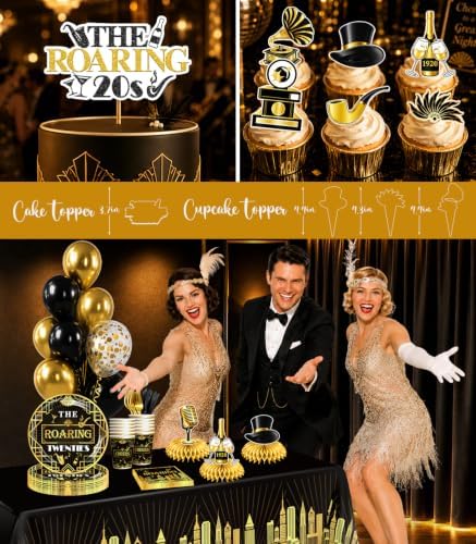 Roaring 20s Party Decorations Tableware Set Serves 25 Guests - Image 6