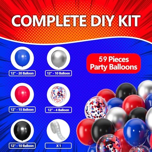 Red Black Blue Balloon Arch Garland Kit Birthday Party Decorations - Image 3