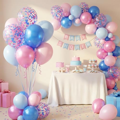 Hiquaty Pink and Blue Balloons,50pcs 12 Inch Gender Reveal Latex Balloons - Image 5