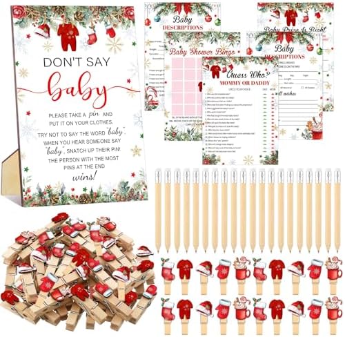Patelai 321 Pcs Christmas Santa Baby Shower Game Supplies Set by Patelai