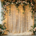 Tulle Curtain Backdrop with 300 LED Fairy Lights for Parities Wrinkle-Free Sheer Curtain Drapes Photo Back Drop for Wedding Baby Shower Bridal Shower Birthday Home Décor-10ft×10ft, Champagne by HOLITS