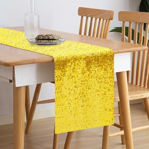 10 Packs 12 x 72 inches Yellow Sequin Table Runner - Image 2