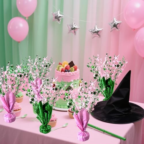 FUBININA Witch Birthday Party Decoration Pink Green Table Centerpiece Spray - Image 4