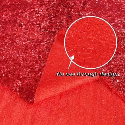 Juya Delight Red Sequin Backdrop Curtain,Red Shimmer Wall Backdrop,Glitter Backdrop Curtain for Party Birthday Decoration - Image 4