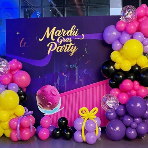 Hot Pink Purple Black Yellow Baloon Arch Kit, Kpop Music Hunter Balloons - Image 6