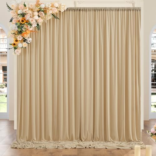 10ft x 8ft Wrinkle Free Champagne Backdrop Curtains for Parties, Thick Fabric Photo Backdrop Drapes for Weddings Photography Birthday Party Backgrpund Decor by ENJOYYOURPARTY