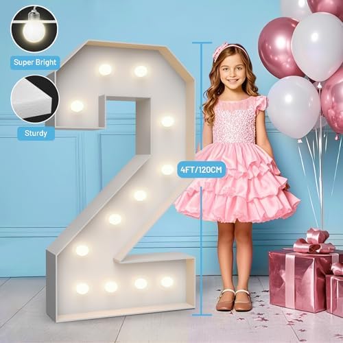 4FT Light Up Marquee Number 2- Large Foam Board Mosaic Kit - Image 3