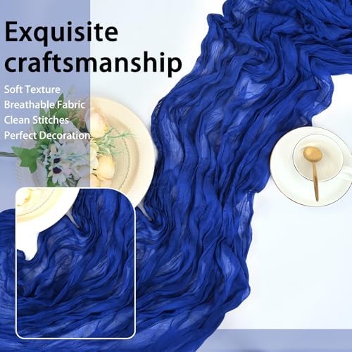 8 Pack Royal Blue Cheesecloth Table Runner 17x108 inch Boho Gauze Cheese Cloth Table Runners for Wedding Party Baby Bridal Shower Home Decor - Image 6