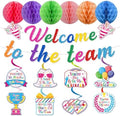 Welcome to the Team Party Banners Swirls Poms Decorations 16PCS by Deorfuy