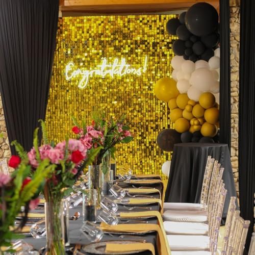 Gold Shimmer Wall Backdrop, 24pcs Sequin Panels - Image 5