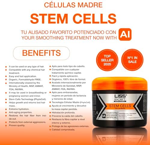 Liss Expert Professional Stem Cells Smoothing Treatment – Frizz-Free Repair & Shine – ONE Shoulder Length Applic– plus salt free shampoo and conditioner - Image 2