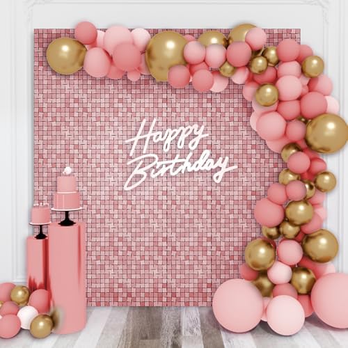 Matte Pink Shimmer Wall Backdrop, 36pcs Sequin Panels by KateBackdropforPhotography