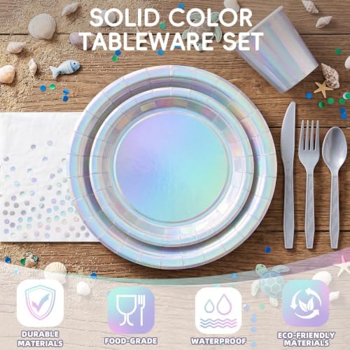175 Pcs Iridescent Party Dinnerware Set, Serves 25 - Image 4