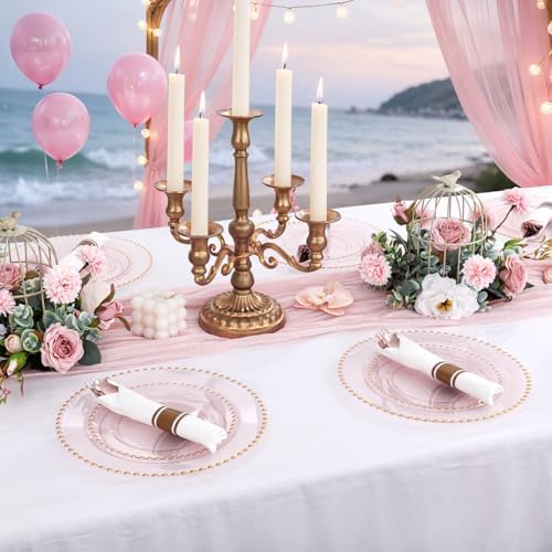 Supernal 100pack Pre Rolled Rose Gold Plastic Silverware with Napkins - Image 2