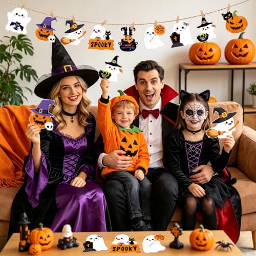 54Pcs Halloween Ghost Cutouts, Classroom Halloween Bulletin Board Decorations, Cute Ghost Paper Cut-Outs with Adhesive Points for DIY Art Craft Party Supplies Home Office Wall Door Decor (Rich) - Image 6