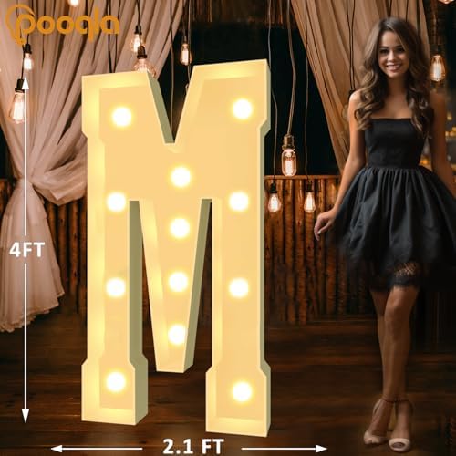 Pooqla 4 FT Marquee Letters, Light Up Letter M, Cool White and Warm White - Image 5