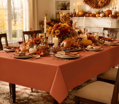 12 Pack Fall Rectangle Plastic Tablecloth, Brown Orange Green - Image 6