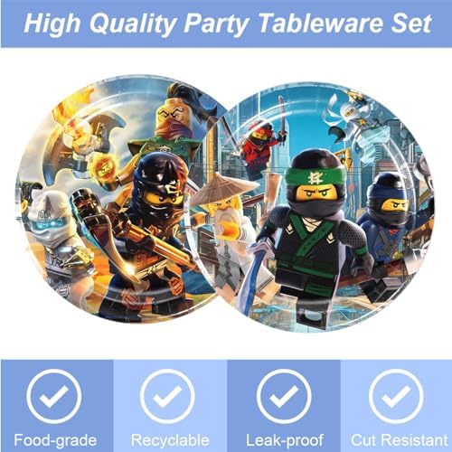 Ninja-go Party Supplies 40pck include 20 plates, 20 napkins for the birthday Ninja party decoration - Image 3